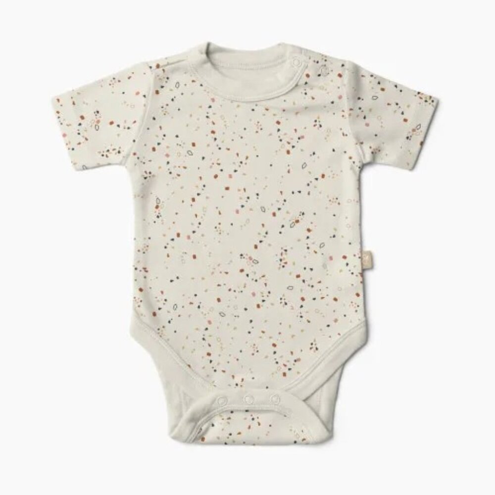 Goumi short sleeve bodysuit, 0-3 Months, Terrazzo